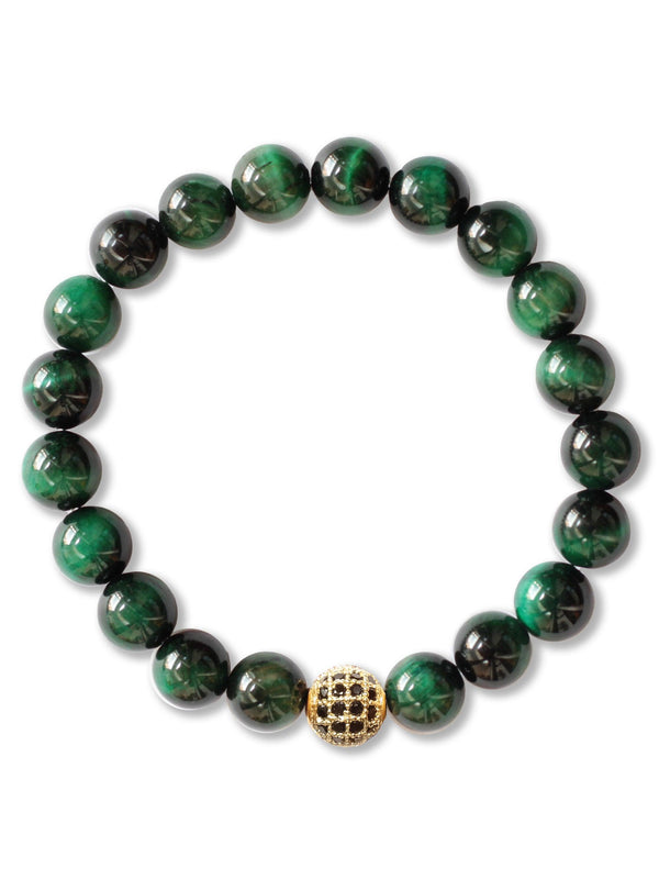 Brazalete Ojo de Tigre Verde 8mm - Tayrona Accesorios